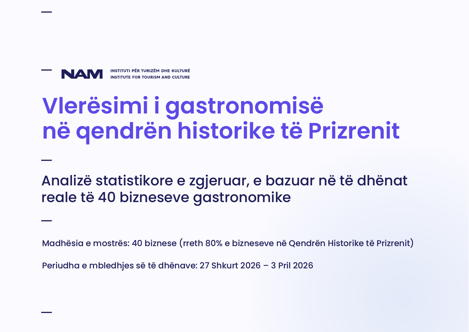 Përmbledhja e hulumtimit: Vlerësimi i gastronomisë në Qendrën Historike të Prizrenit